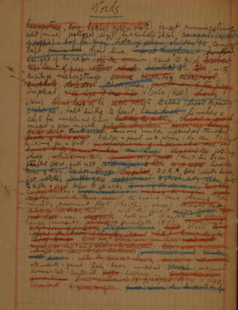 Words, 1917 Ulysses Notebook
